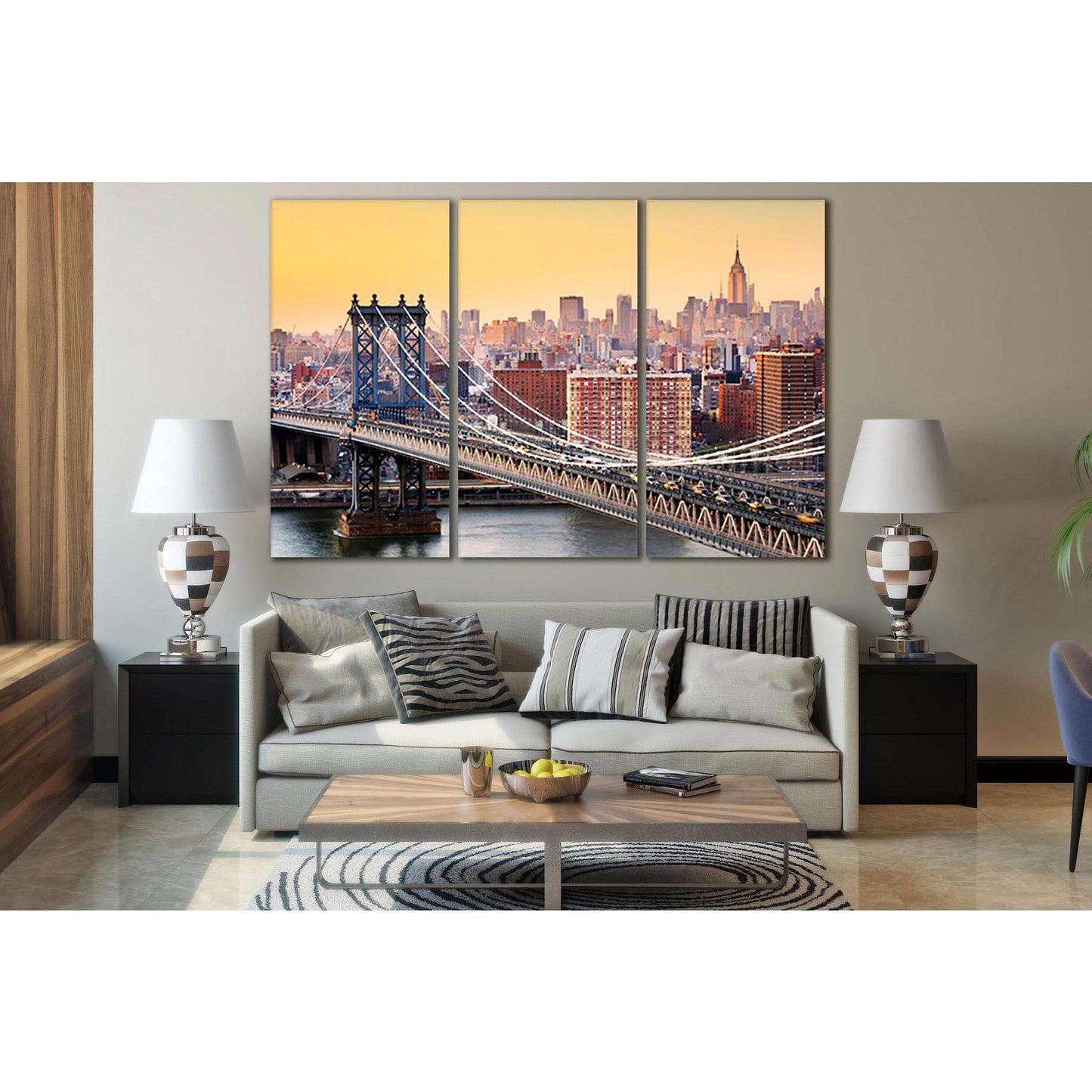 Brooklyn Bridge New York Manhattan №SL310 Ready to Hang Canvas Print - Zellart Canvas Prints 0_NY_ART, 0new, ALL_Products, Cityscapes & Skylines