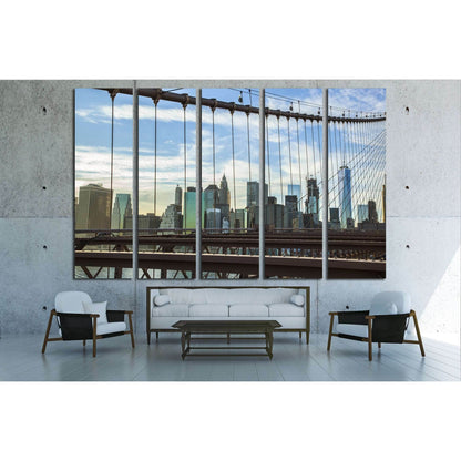 Brooklyn Bridge Wires with Manhattan Skyline background №2954 Ready to Hang Canvas Print - Zellart Canvas Prints 0_NY_ART, ALL_Products, s-2954