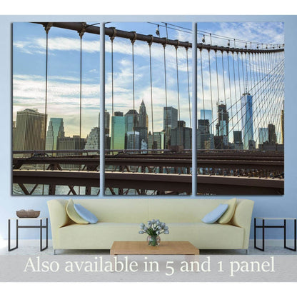 Brooklyn Bridge Wires with Manhattan Skyline background №2954 Ready to Hang Canvas PrintCanvas art arrives ready to hang, with hanging accessories included and no additional framing required. Every canvas print is hand-crafted, made on-demand at our works