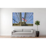Brooklyn bridge with the american flag №1204 Ready to Hang Canvas Print