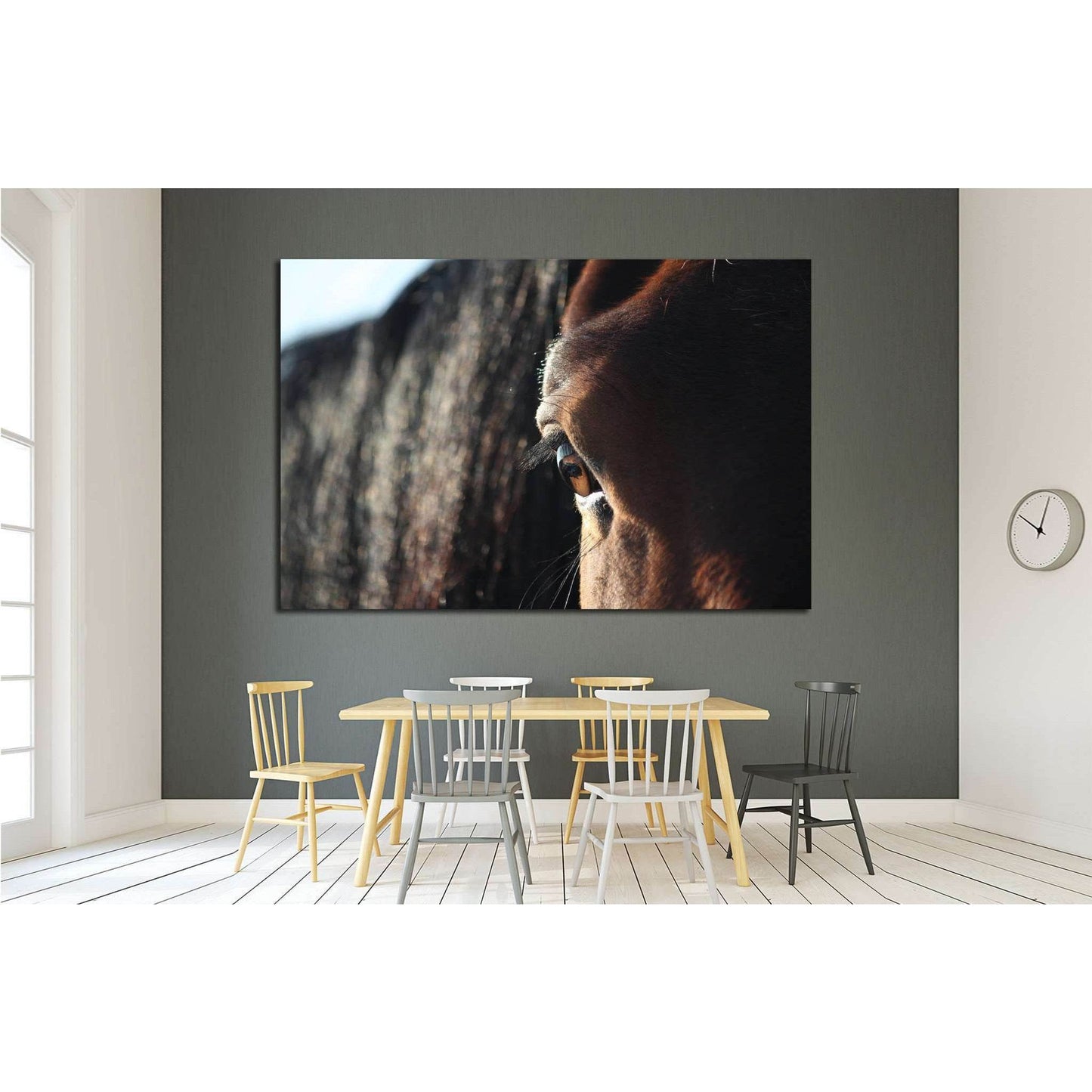 Brown horse eye close up №1841 Ready to Hang Canvas Print - Zellart Canvas Prints ALL_Products, Horses, s-1841