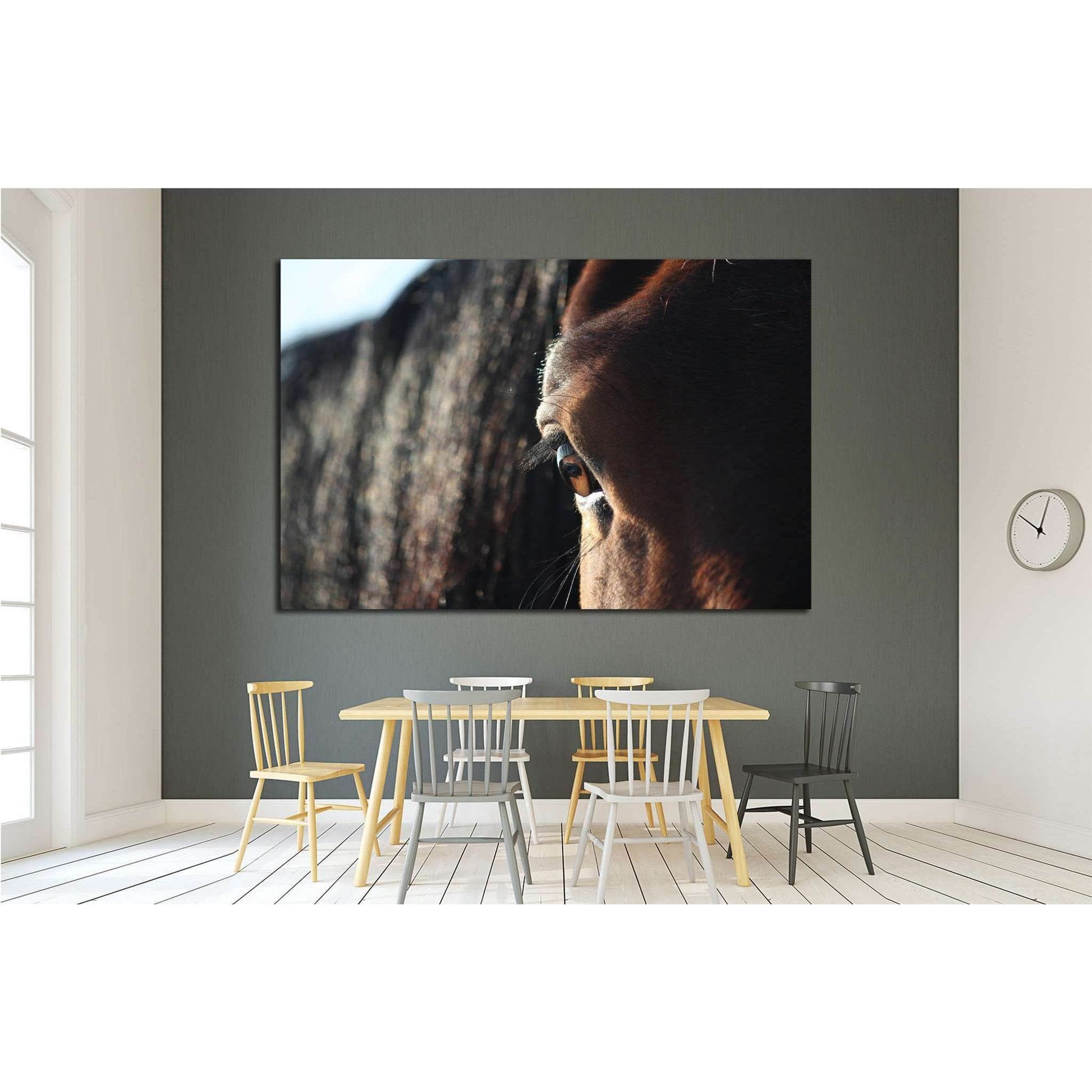 Brown horse eye close up №1841 Ready to Hang Canvas Print - Zellart Canvas Prints ALL_Products, Horses, s-1841