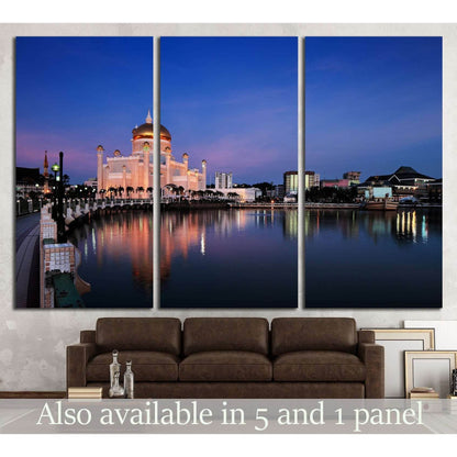 Brunei's capital Bandar Seri Begawan is Sultan Omar Ali Saifuddien Mosque №1749 Ready to Hang Canvas Print - Zellart Canvas Prints ALL_Products, s-1749