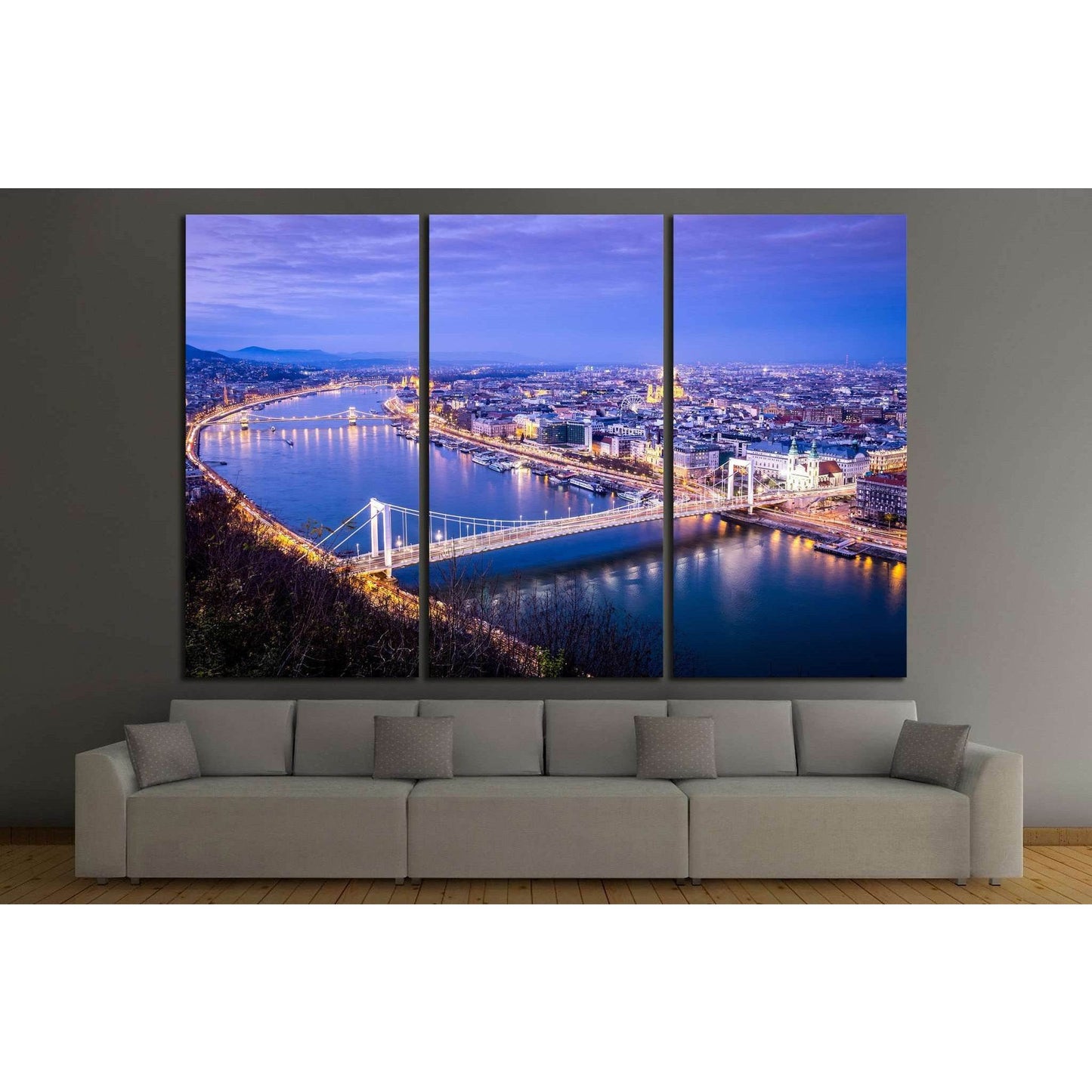 Budapest cityscape, Gellert Hill, Hungary №1201 Ready to Hang Canvas Print - Zellart Canvas Prints ALL_Products, s-1201