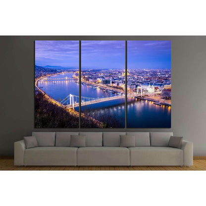 Budapest cityscape, Gellert Hill, Hungary №1201 Ready to Hang Canvas Print - Zellart Canvas Prints ALL_Products, s-1201