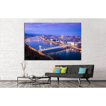 Budapest cityscape, Gellert Hill, Hungary №1201 Ready to Hang Canvas Print - Zellart Canvas Prints ALL_Products, s-1201