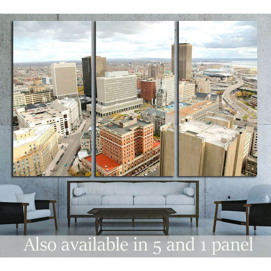 Buffalo skyline from the city hall observation deck №1682 Ready to Hang Canvas Print - Zellart Canvas Prints ALL_Products, s-1682
