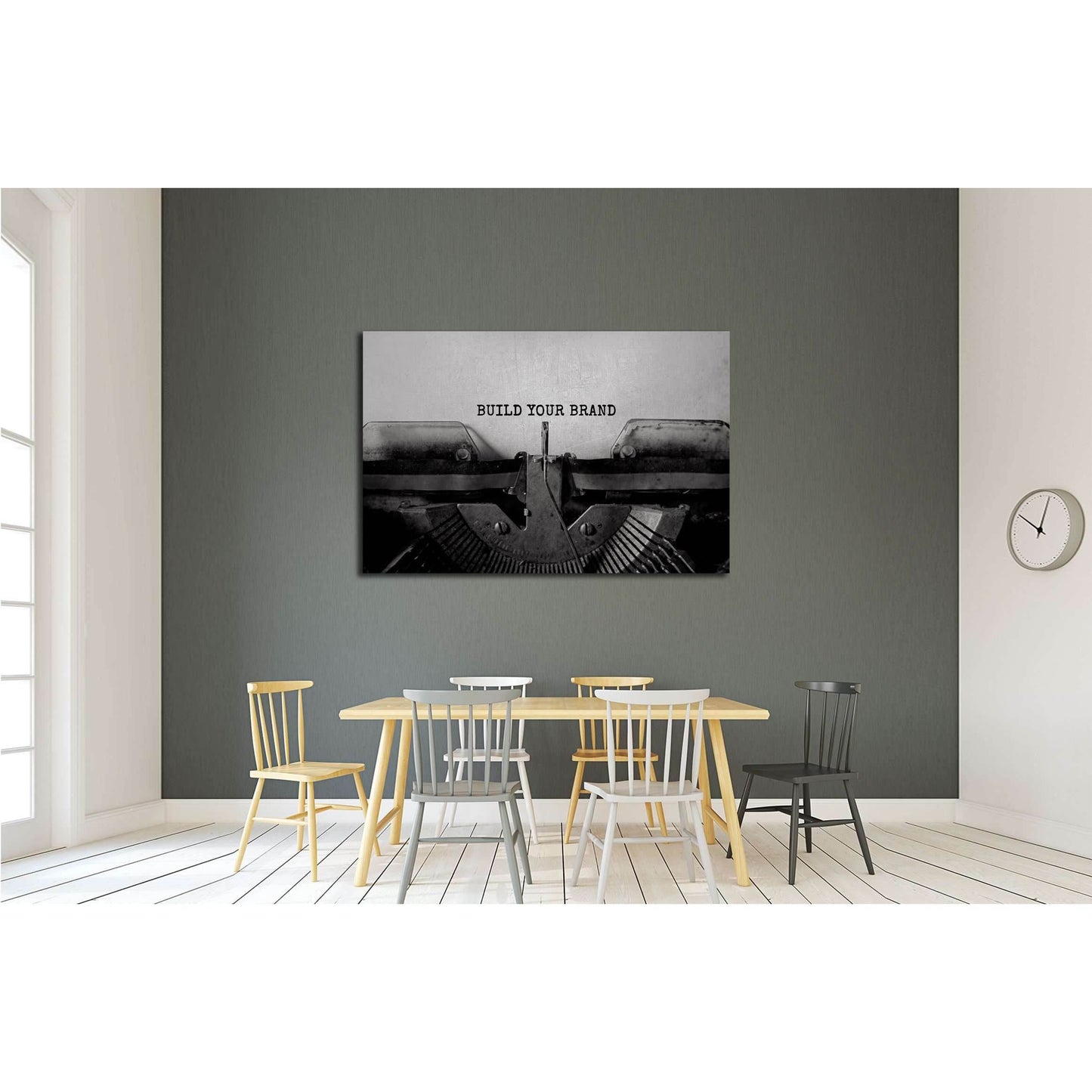 BUILD YOUR BRAND typed words on a vintage typewriter №3020 Ready to Hang Canvas PrintCanvas art arrives ready to hang, with hanging accessories included and no additional framing required. Every canvas print is hand-crafted, made on-demand at our workshop
