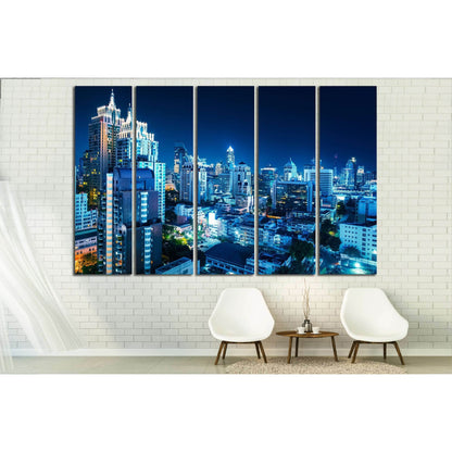 Buildings of the city of Bangkok at night. Thailand №2323 Ready to Hang Canvas Print - Zellart Canvas Prints ALL_Products, s-2323