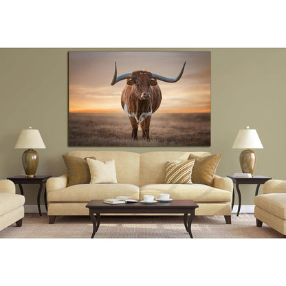 Bull With Big Horns №SL1041 Ready to Hang Canvas Print - Zellart Canvas Prints 0new, ALL_Products, Animals & Wildlife
