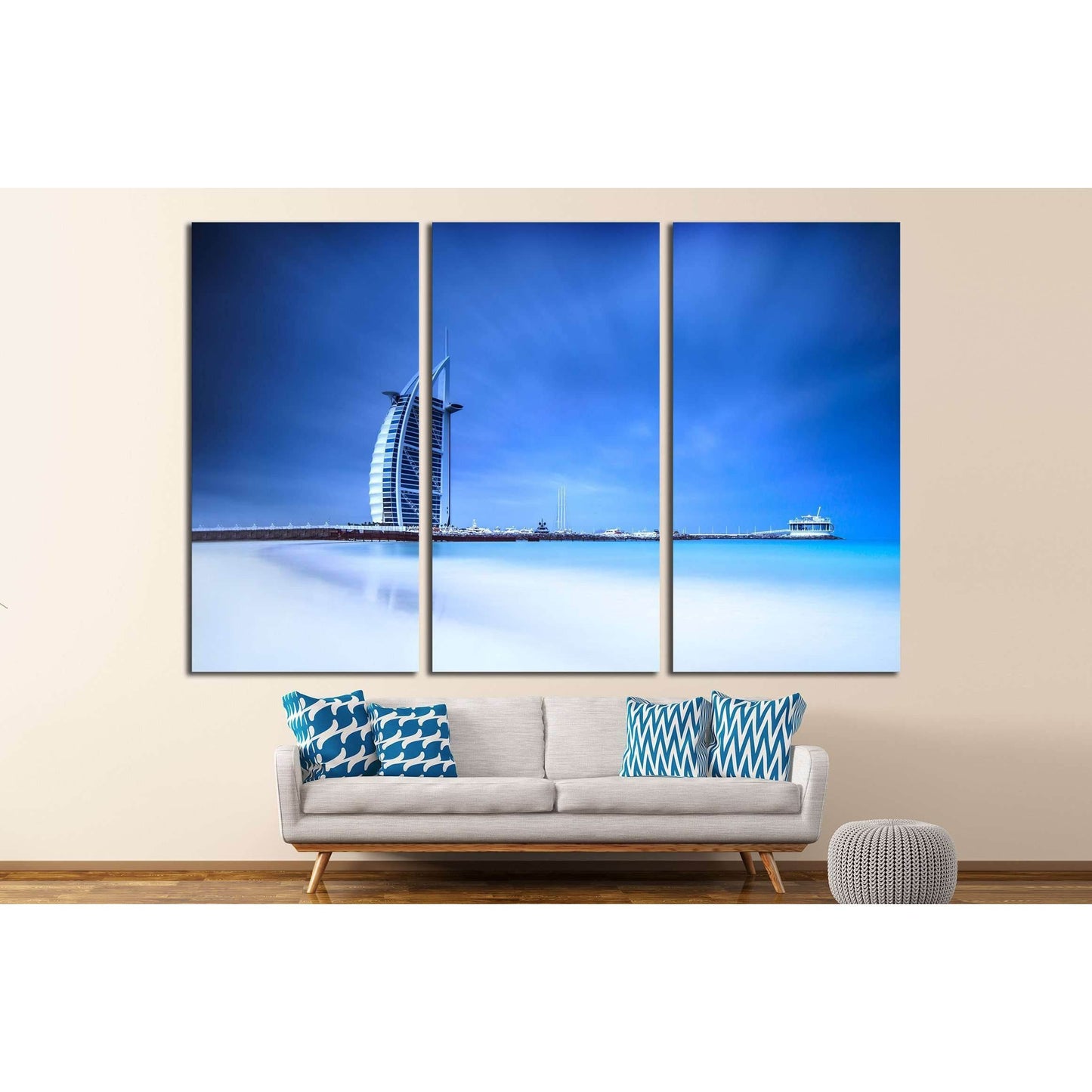 Burj Al Arab hotel on Jumeirah beach in Dubai, modern architecture, luxury beach resort, summer vacation and tourism concept №2268 Ready to Hang Canvas Print - Zellart Canvas Prints ALL_Products, s-2268
