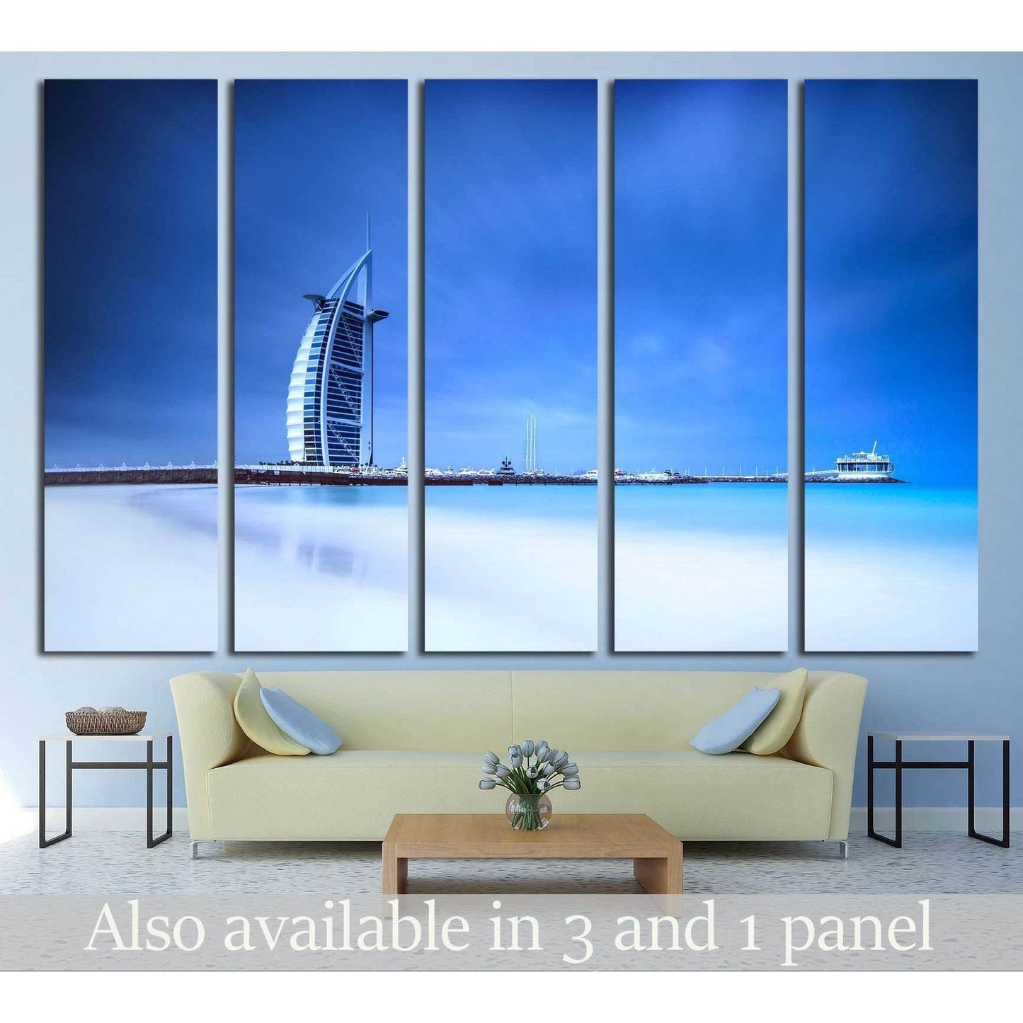 Burj Al Arab hotel on Jumeirah beach in Dubai, modern architecture, luxury beach resort, summer vacation and tourism concept №2268 Ready to Hang Canvas Print - Zellart Canvas Prints ALL_Products, s-2268