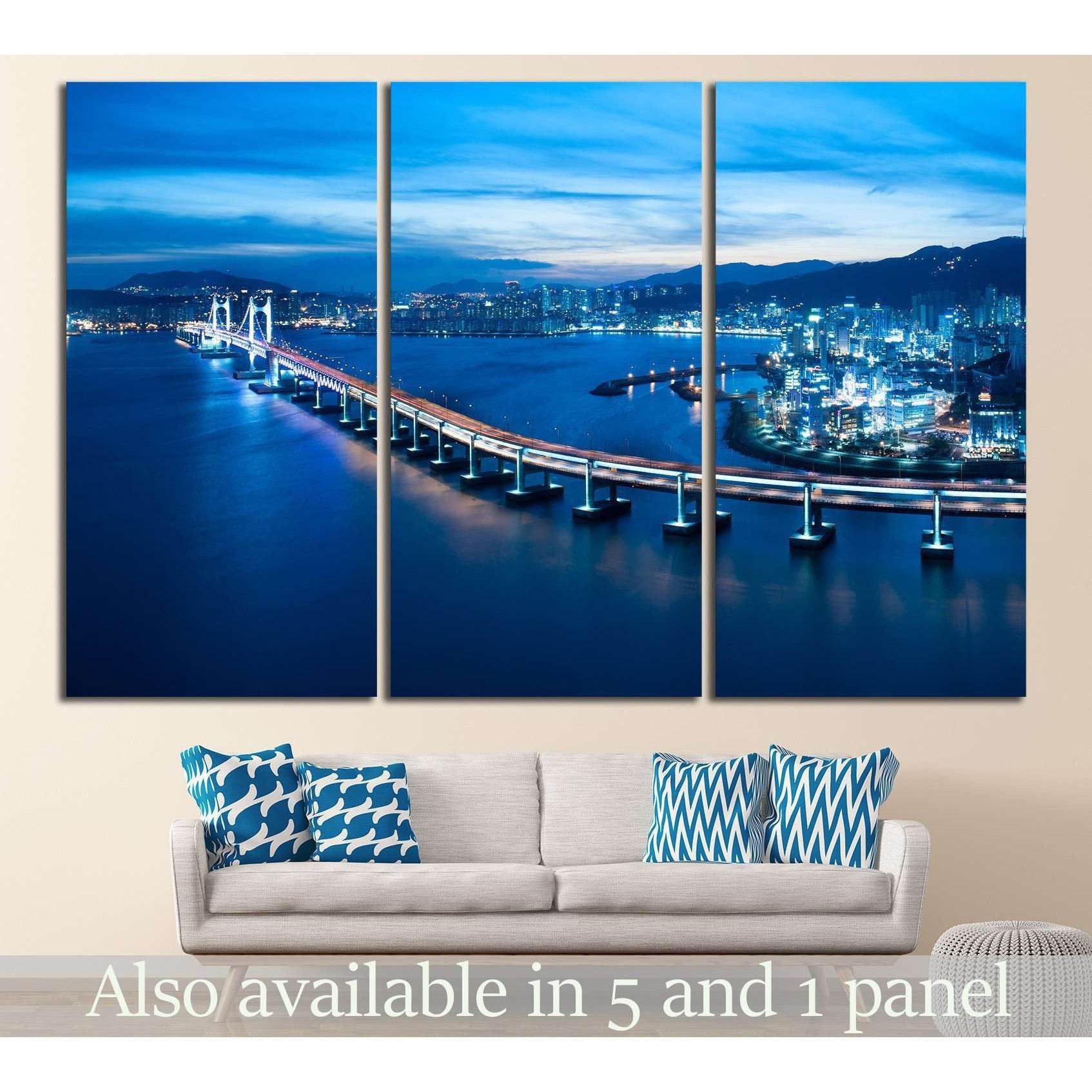 Busan Diamond bridge №573 Ready to Hang Canvas PrintCanvas art arrives ready to hang, with hanging accessories included and no additional framing required. Every canvas print is hand-crafted, made on-demand at our workshop and expertly stretched around 10