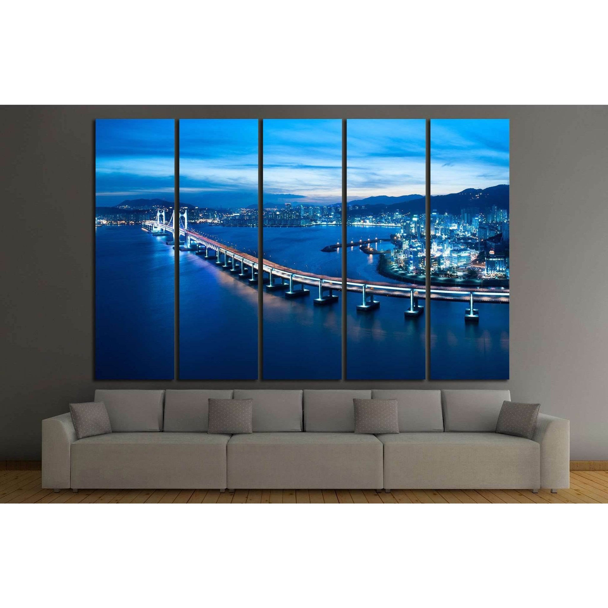 Busan Diamond bridge №573 Ready to Hang Canvas PrintCanvas art arrives ready to hang, with hanging accessories included and no additional framing required. Every canvas print is hand-crafted, made on-demand at our workshop and expertly stretched around 10