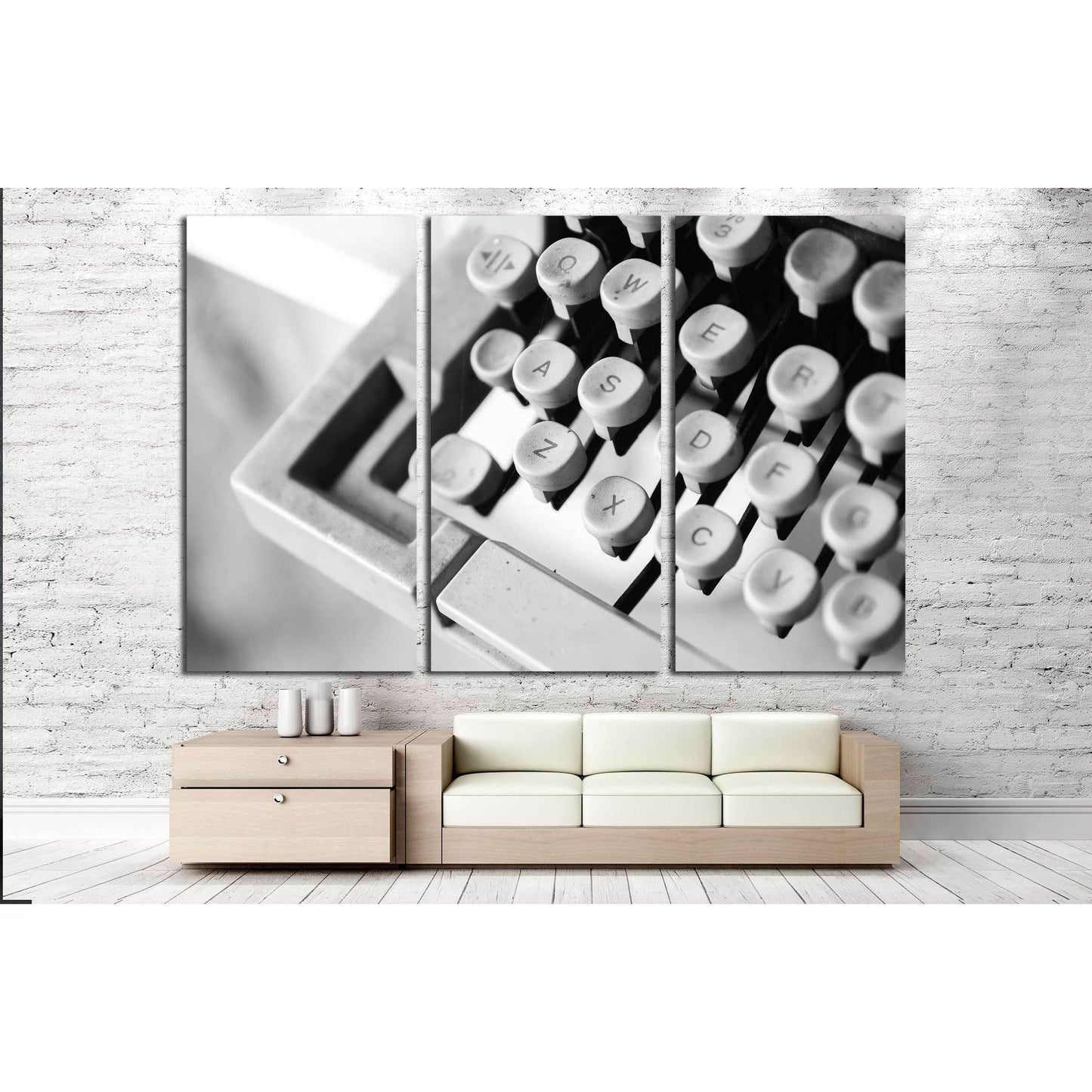 Buttons of an old typewriter machine for background - Retro style Black and White №3277 Ready to Hang Canvas PrintCanvas art arrives ready to hang, with hanging accessories included and no additional framing required. Every canvas print is hand-crafted, m