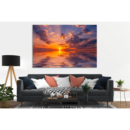 Calm Water Sunset №SL107 Ready to Hang Canvas Print - Zellart Canvas Prints 0new, ALL_Products, Beach Ocean & Waves