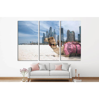 Camel at the urban background of Dubai №1135 Ready to Hang Canvas Print - Zellart Canvas Prints ALL_Products, s-1135