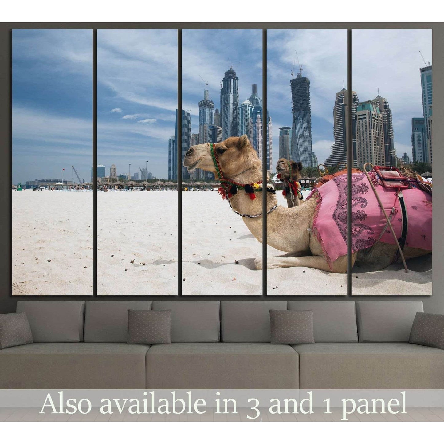 Camel at the urban background of Dubai №1135 Ready to Hang Canvas Print - Zellart Canvas Prints ALL_Products, s-1135