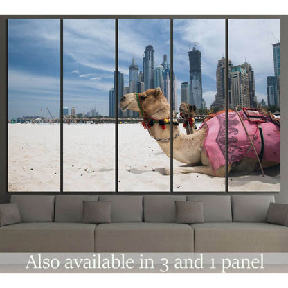 Camel at the urban background of Dubai №1135 Ready to Hang Canvas Print - Zellart Canvas Prints ALL_Products, s-1135