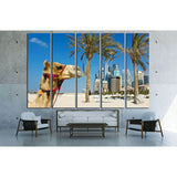 Camel at the urban building background of Dubai. UAE №2224 Ready to Hang Canvas Print