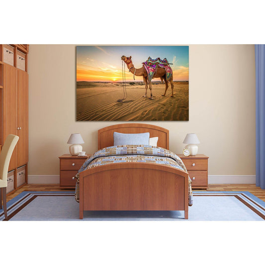 Camel In The Desert №SL1015 Ready to Hang Canvas Print - Zellart Canvas Prints 0new, ALL_Products, Animals & Wildlife