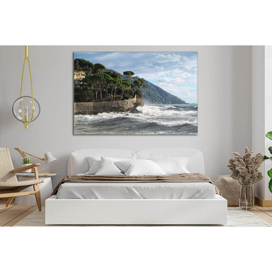 Camogli Commune In Italy №SL194 Ready to Hang Canvas Print - Zellart Canvas Prints 0new, ALL_Products, Beach Ocean & Waves