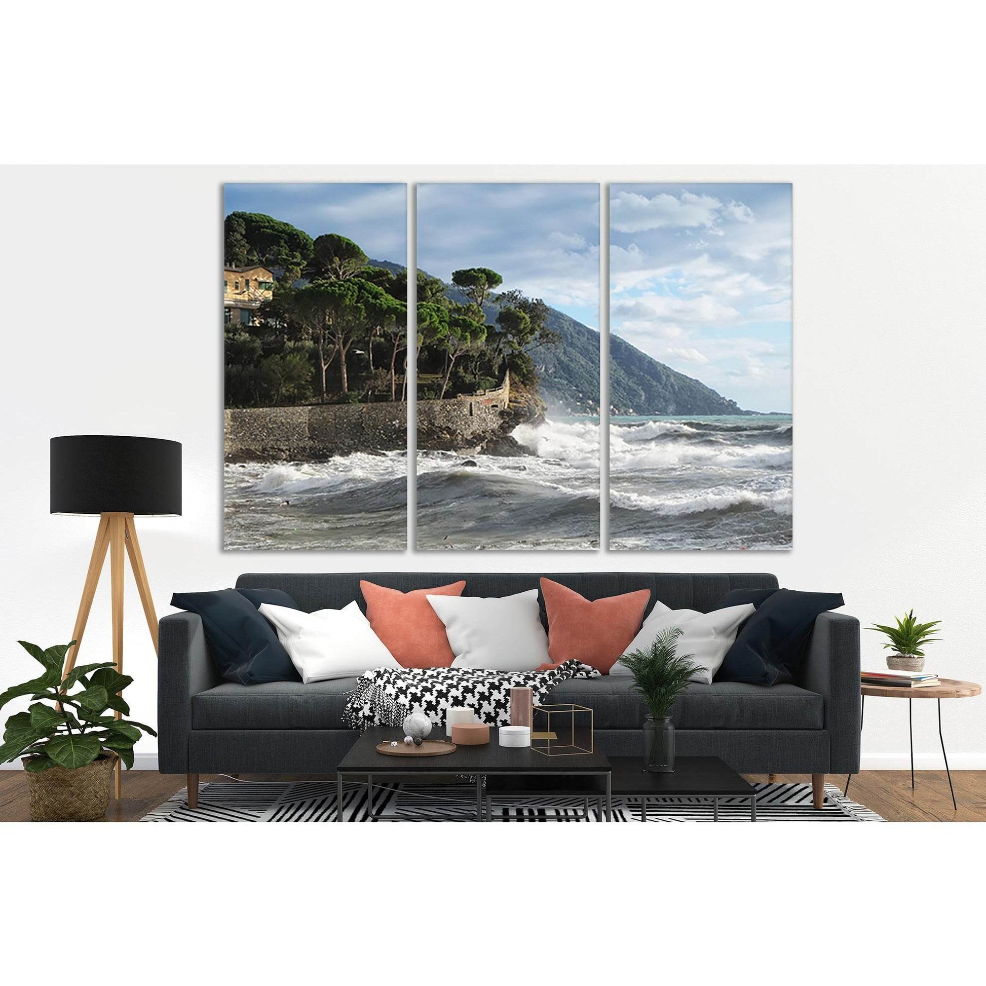 Camogli Commune In Italy №SL194 Ready to Hang Canvas Print - Zellart Canvas Prints 0new, ALL_Products, Beach Ocean & Waves