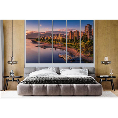 Canada Coast Evening Vancouver №SL315 Ready to Hang Canvas Print - Zellart Canvas Prints 0new, ALL_Products, Cityscapes & Skylines