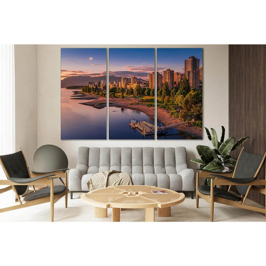Canada Coast Evening Vancouver №SL315 Ready to Hang Canvas Print - Zellart Canvas Prints 0new, ALL_Products, Cityscapes & Skylines