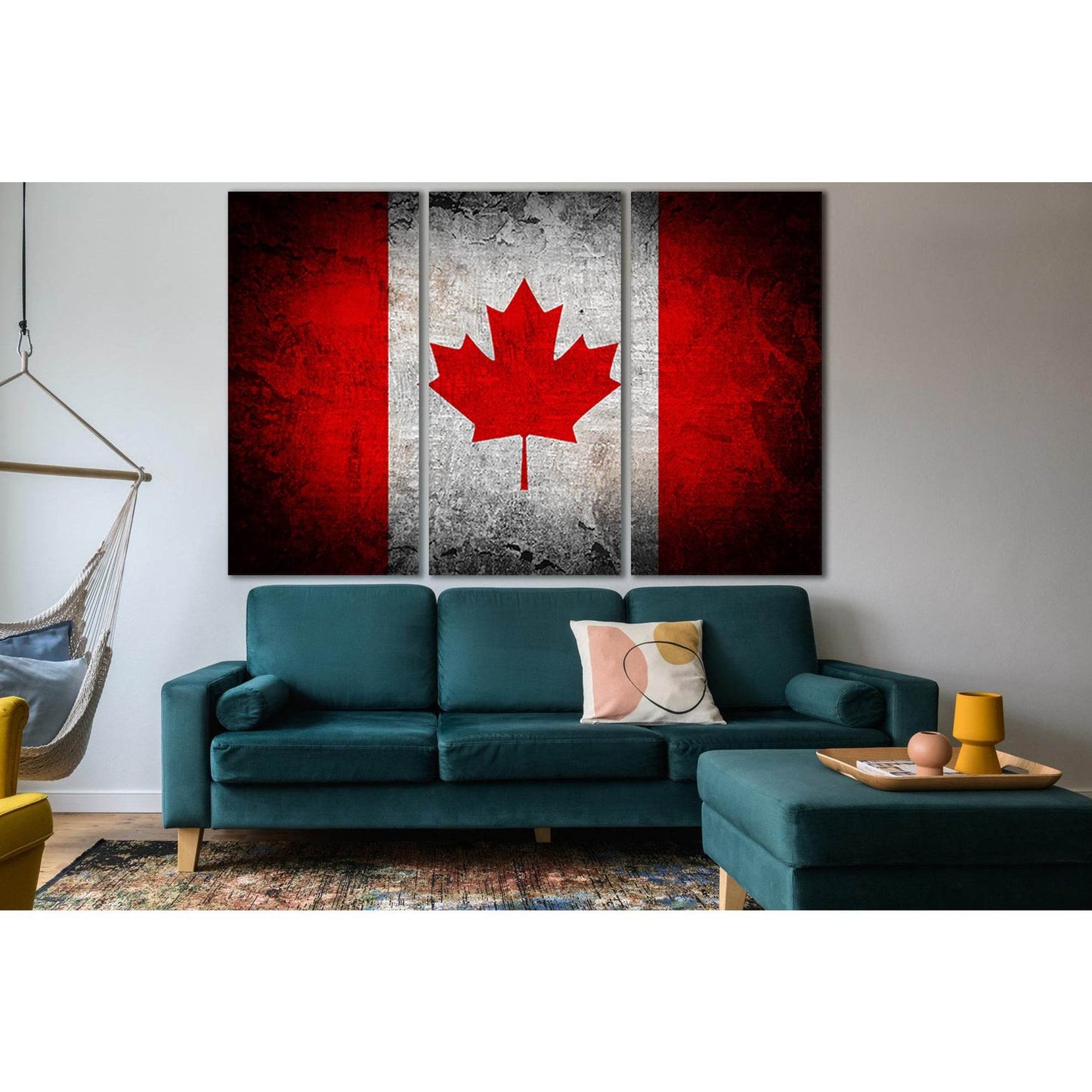 Canada Flag On Grunge Background №SL1185 Ready to Hang Canvas Print - Zellart Canvas Prints 0new, ALL_Products, Flags