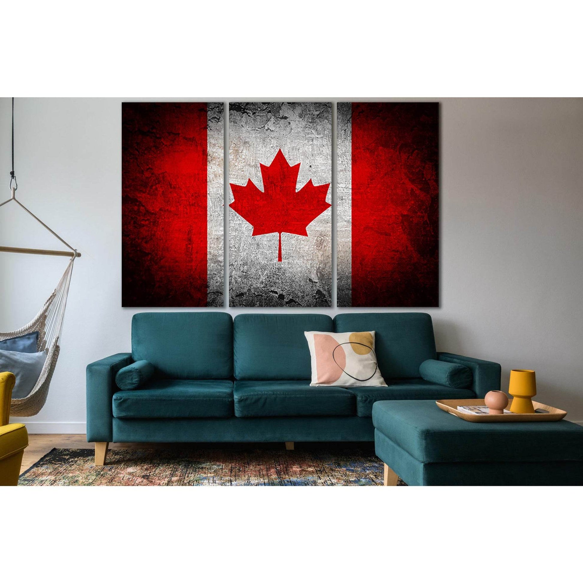Canada Flag On Grunge Background №SL1185 Ready to Hang Canvas Print - Zellart Canvas Prints 0new, ALL_Products, Flags