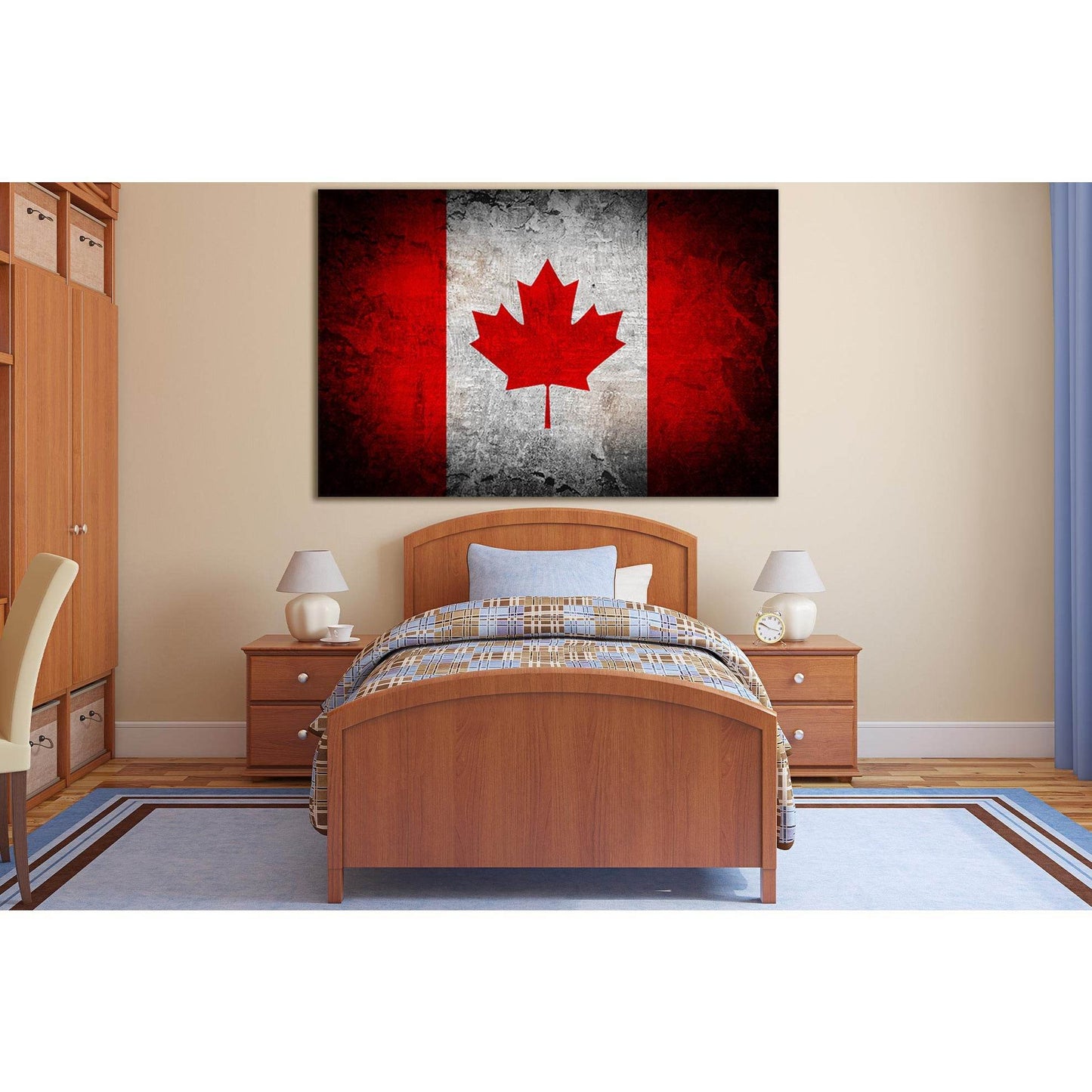 Canada Flag On Grunge Background №SL1185 Ready to Hang Canvas Print - Zellart Canvas Prints 0new, ALL_Products, Flags