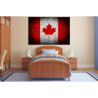 Canada Flag On Grunge Background №SL1185 Ready to Hang Canvas Print - Zellart Canvas Prints 0new, ALL_Products, Flags