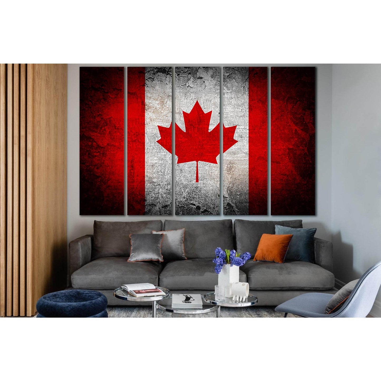Canada Flag On Grunge Background №SL1185 Ready to Hang Canvas Print - Zellart Canvas Prints 0new, ALL_Products, Flags