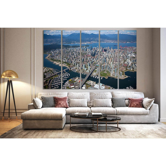 Canada Vancouver City Aerial View №SL313 Ready to Hang Canvas Print - Zellart Canvas Prints 0new, ALL_Products, Cityscapes & Skylines