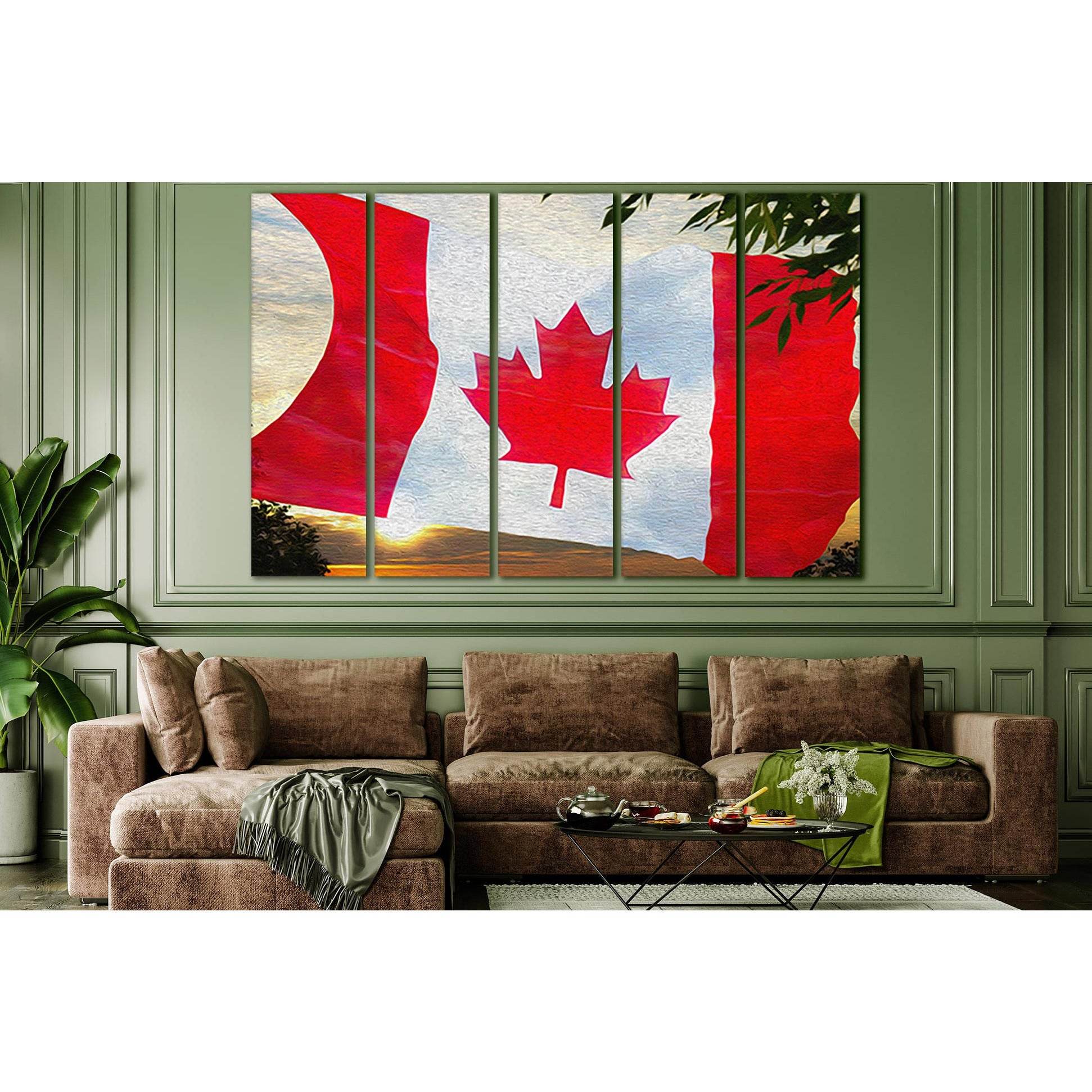 Canadian Flag Oil On Canvas №SL1157 Ready to Hang Canvas Print - Zellart Canvas Prints 0new, ALL_Products, Flags