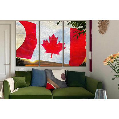 Canadian Flag Oil On Canvas №SL1157 Ready to Hang Canvas Print - Zellart Canvas Prints 0new, ALL_Products, Flags