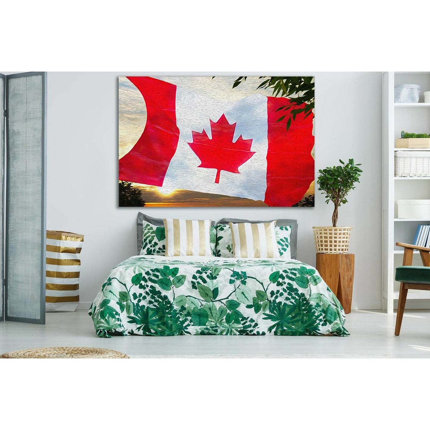 Canadian Flag Oil On Canvas №SL1157 Ready to Hang Canvas Print - Zellart Canvas Prints 0new, ALL_Products, Flags