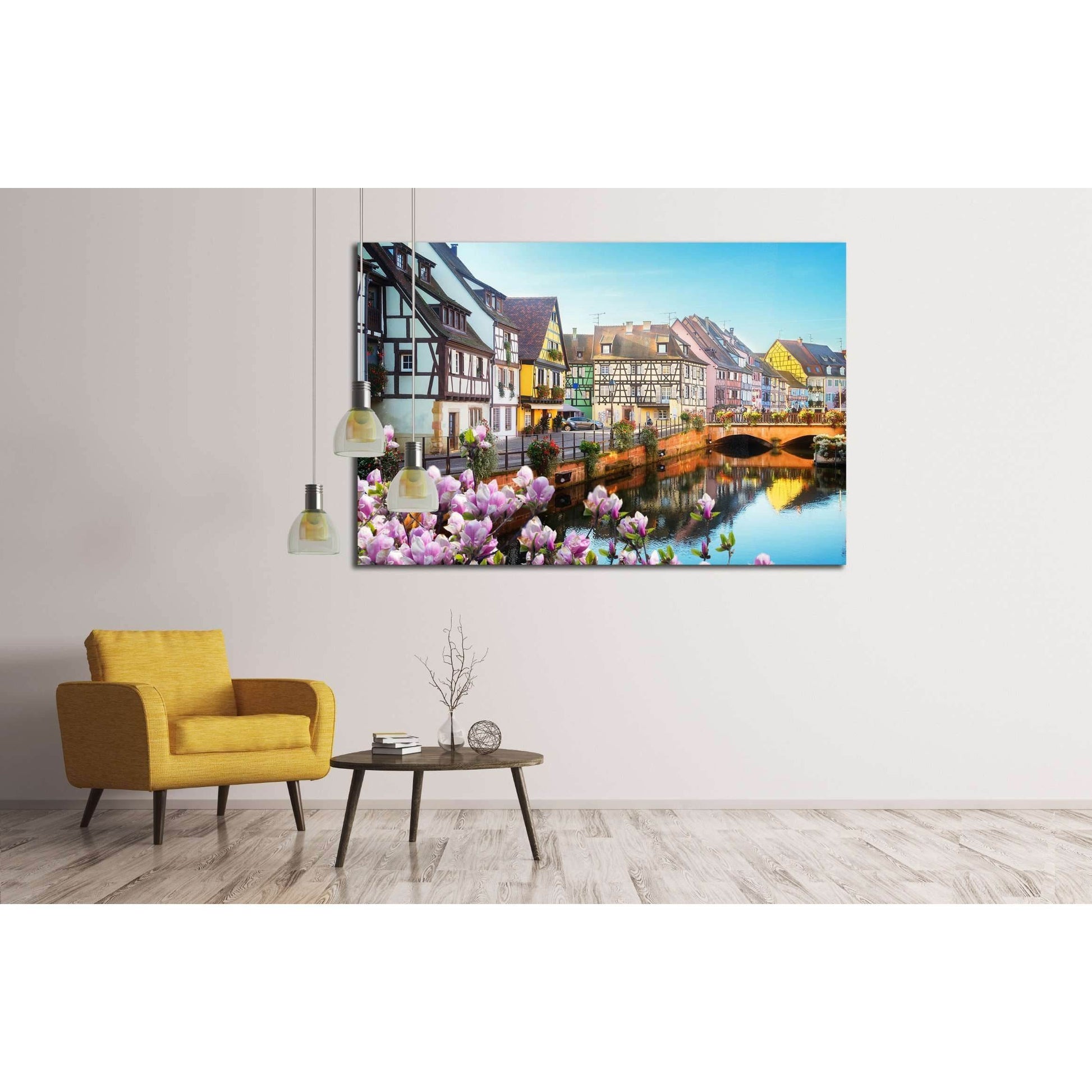 canal of Colmar, most famous town of Alsace at spring day, France №2387 Ready to Hang Canvas Print - Zellart Canvas Prints ALL_Products, s-2387