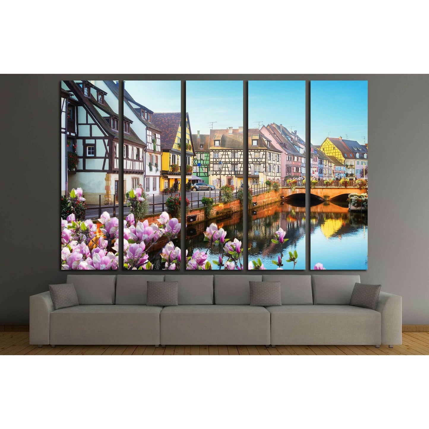 canal of Colmar, most famous town of Alsace at spring day, France №2387 Ready to Hang Canvas Print - Zellart Canvas Prints ALL_Products, s-2387