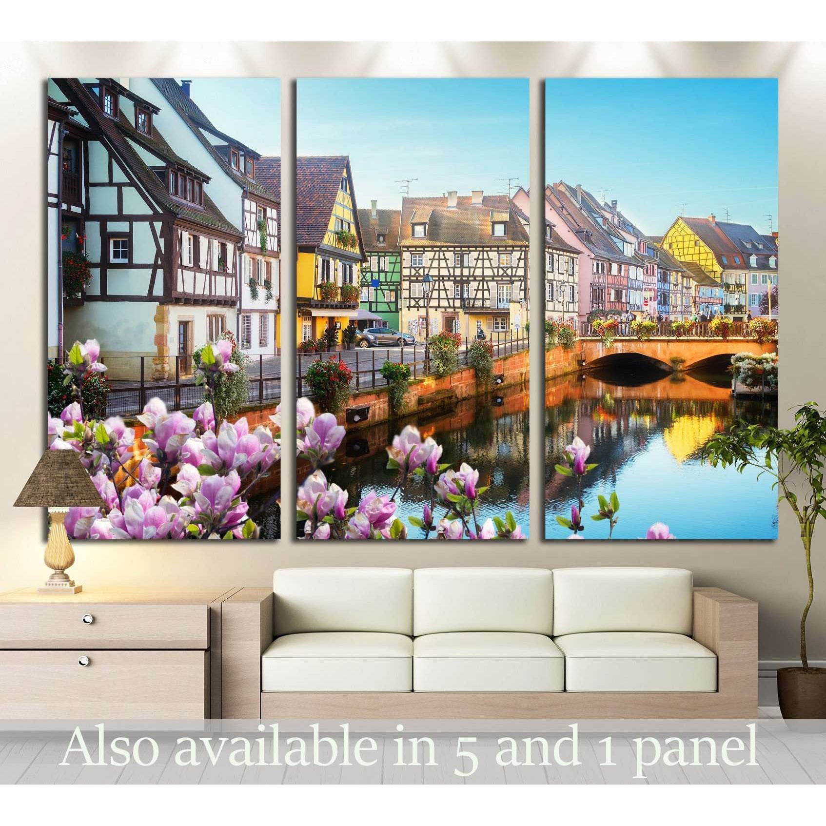 canal of Colmar, most famous town of Alsace at spring day, France №2387 Ready to Hang Canvas Print - Zellart Canvas Prints ALL_Products, s-2387