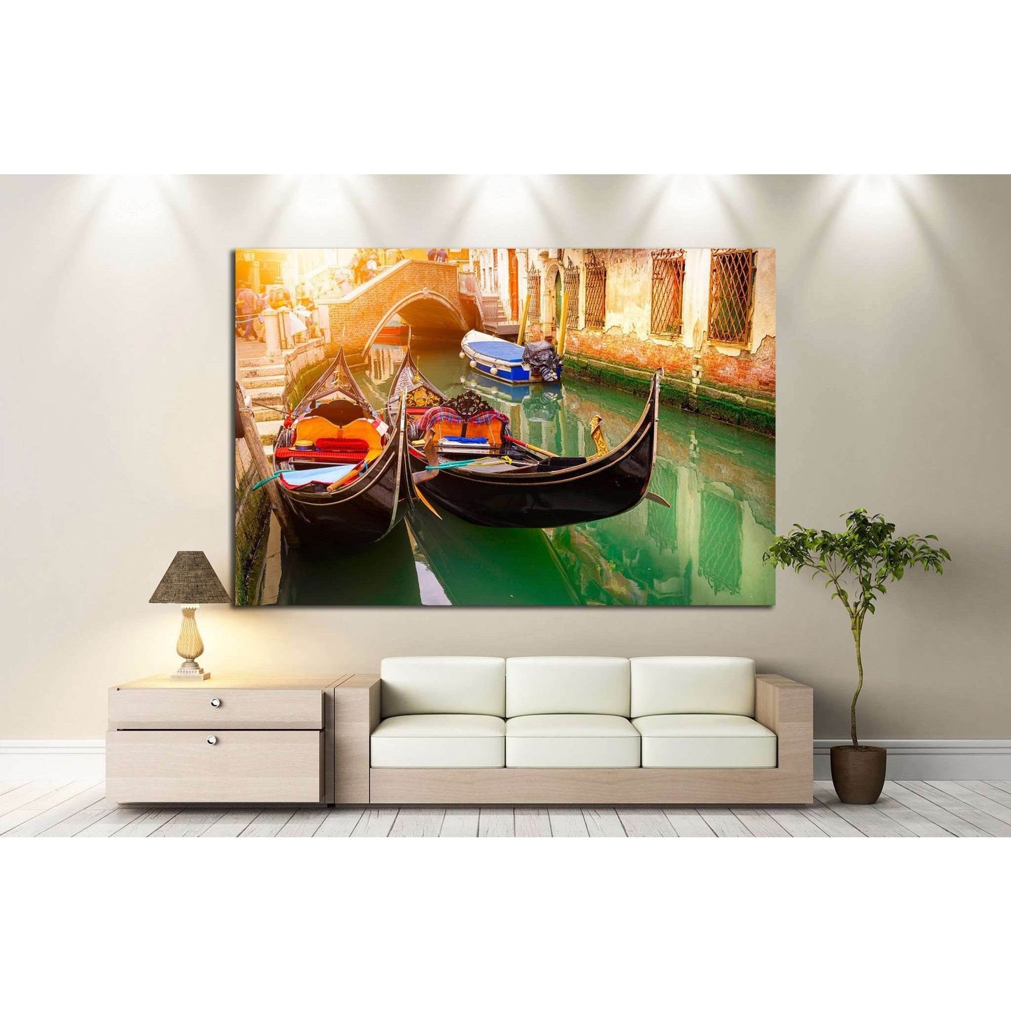 Canal with two gondolas, Venice, Italy №833 Ready to Hang Canvas Print - Zellart Canvas Prints ALL_Products, s-833