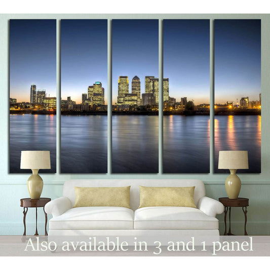 Canary Wharf at dusk №565 Ready to Hang Canvas Print - Zellart Canvas Prints ALL_Products, s-565