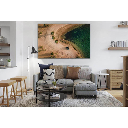 Car By The Sea №SL176 Ready to Hang Canvas Print - Zellart Canvas Prints 0new, ALL_Products, Beach Ocean & Waves