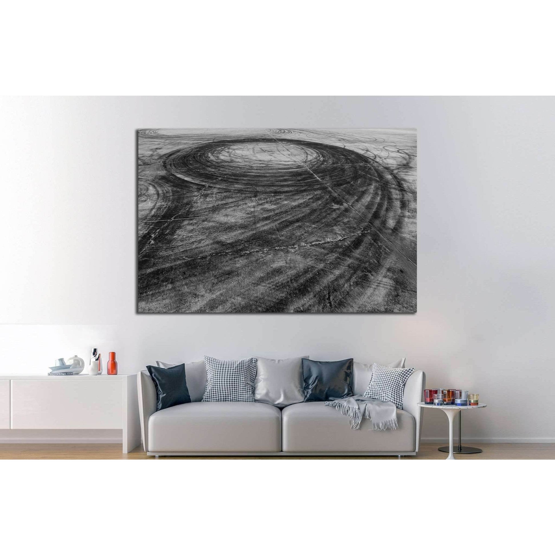 Car drift skid marks №1889 Ready to Hang Canvas Print - Zellart Canvas Prints ALL_Products, s-1889