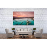 Carbonate travertines the natural pools during sunset, Pamukkale, Turkey №1995 Ready to Hang Canvas Print