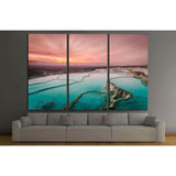 Carbonate travertines the natural pools during sunset, Pamukkale, Turkey №1995 Ready to Hang Canvas Print