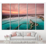 Carbonate travertines the natural pools during sunset, Pamukkale, Turkey №1995 Ready to Hang Canvas Print