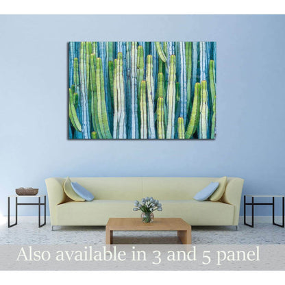 CARDON CACTUS IN SUMMER WITH RICH BLUE GREEN AND TORQOUISE COLORS №2828 Ready to Hang Canvas Print - Zellart Canvas Prints ALL_Products, s-2828