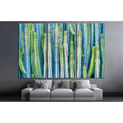 CARDON CACTUS IN SUMMER WITH RICH BLUE GREEN AND TORQOUISE COLORS №2828 Ready to Hang Canvas Print - Zellart Canvas Prints ALL_Products, s-2828